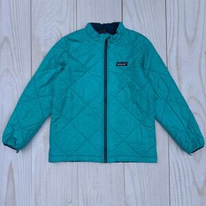 Patagonia Kids Unisex Boys Girls Quilted Puffer Full Zip Jacket Size M (10) Teal